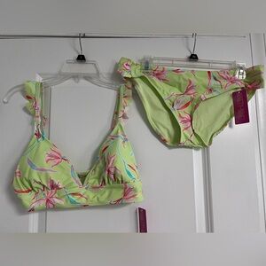 Misses Green Floral Bikini Set